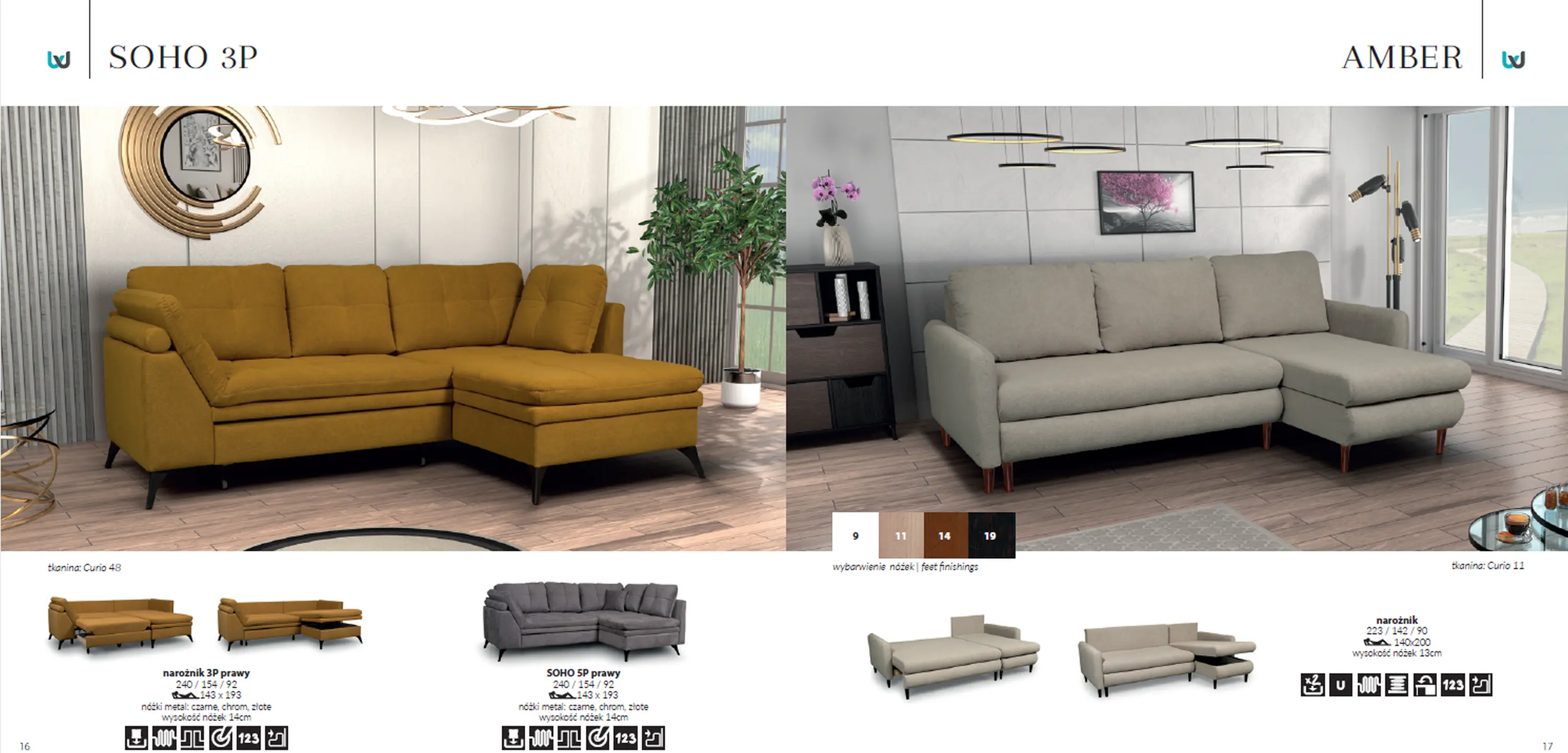 Katalog mebli - Narożniki Soho 3P oraz Amber